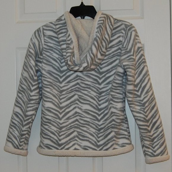Faded Glory Girls Size L (34" Bust), Zebra Zip Up Hooded Sherpa-Lined Jacket - Picture 2 of 6